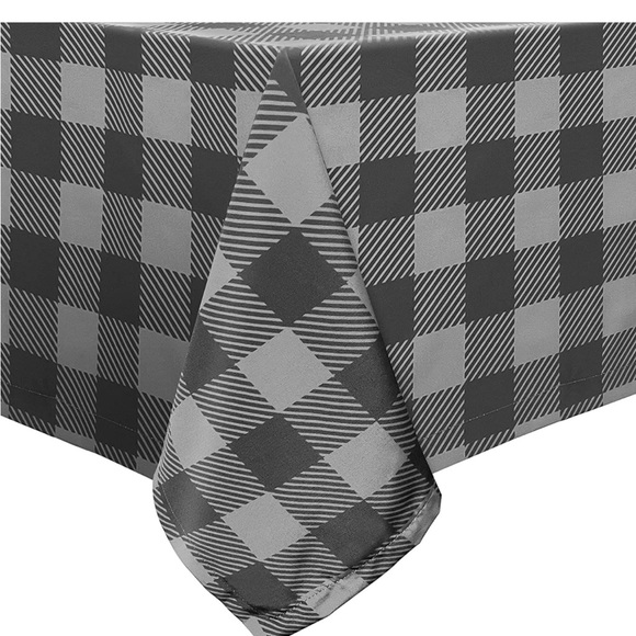 ANUWAA Rectangle Checkered Tablecloth - Black & Grey 54x80 inch - Picture 2 of 7